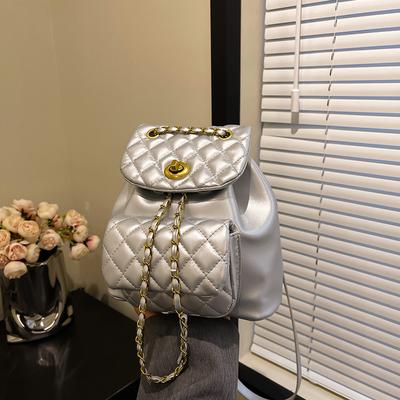 Rhombus Embroidered Thread Women's Backpack 2024 New Versatile Chain High-end Backpack Fashion Travel Small Schoolbag
