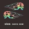 2Pcs Holographic Skull Flame Motorcycle Gas Tank Decal Vinyl Sticker Universal