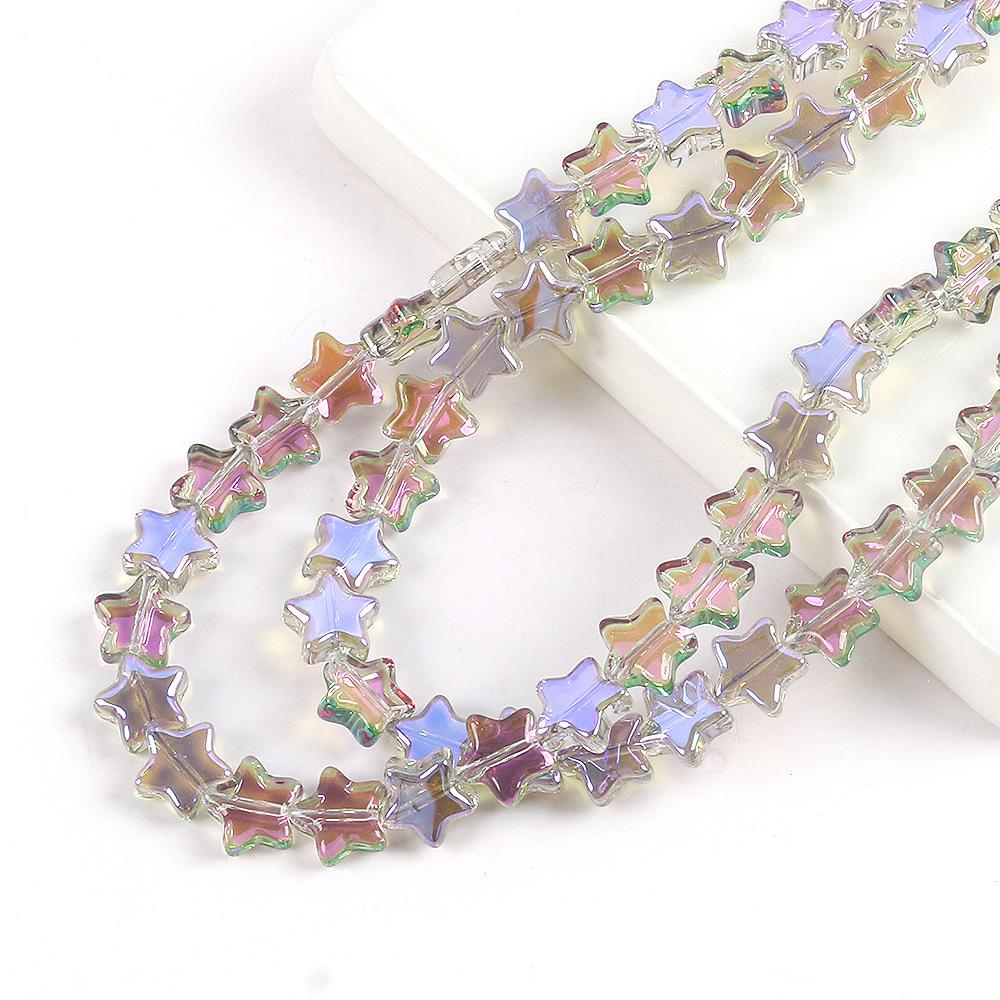 8/10Mm Color Plated Pentagram Beaded Glass Star Loose Beads Diy Handmade Beaded Necklace Material Jewelry Accessories