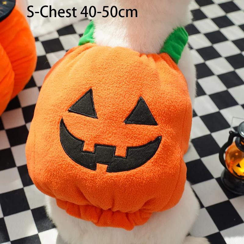 Funny Halloween Dog Costume Pumpkin Lantern Transformation Outfit with Cute Pumpkin Hat Two-Legged Pet Jacket for Dogs And Cats