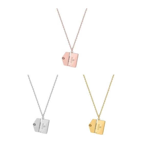 Envelope Locket Letter Necklace Hidden Engraved Love Pendant Necklace Love You Letter Necklace Jewelry for Her