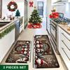 Santa Claus Crystal Velvet Kitchen Floor Mat Set - Quick Dry, Water Absorbent, Wear-Resistant Christmas Decor