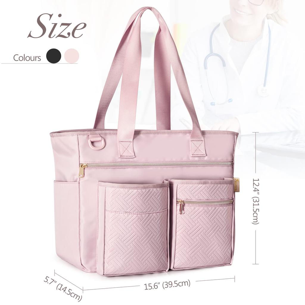 Fasrom Teacher Large Visiting Nursing Tote Many Commuting to Nursing House Call Pink Bag, Capacity, Bag, Bag, Stylish, Pockets, School, Care, Bag,