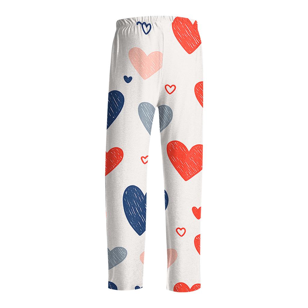 Herren Valentine's Day Bedruckte Kordelzug Lange Hosen Lässige Pyjamahosen