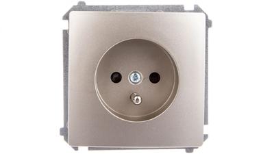 Simon Basic Single Socket Z/U 16A Ip20 With Track Cover Satin Metallized Bmgz1Z.01/29