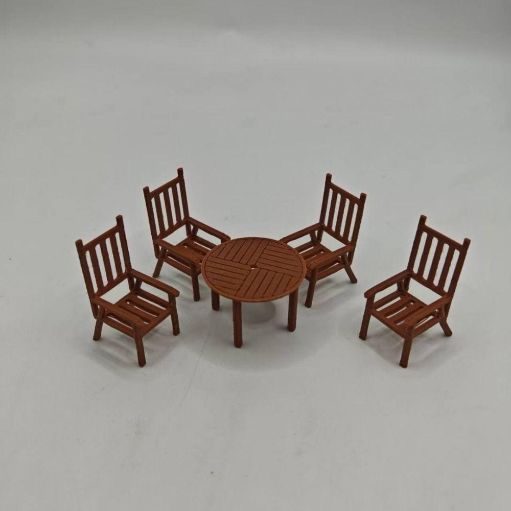 1Set Indoor House Materials 1:30/1:50/1:75 Scale ABS Round Table Chairs