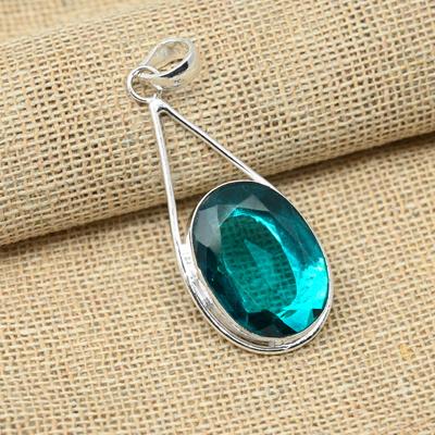 Bijoux en pierres précieuses Aqua Apatite, pendentif fait à la main en argent Sterling 925, meilleur cadeau pour mère