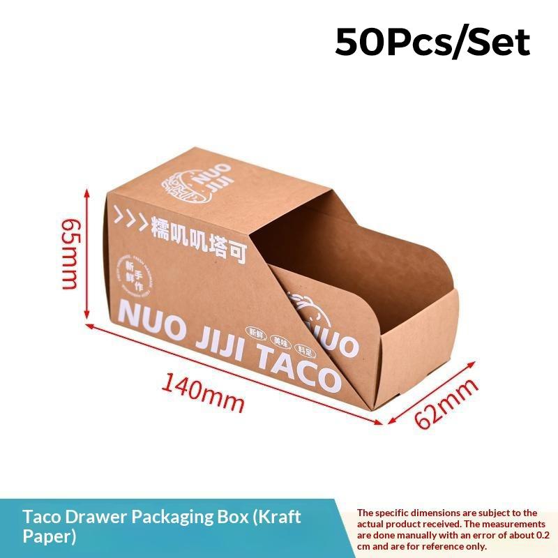 50/100Pcs Taco Paper Packaging Box Disposable Paper Holder For Sandwich Hot Dog Burger Takeaway Fast Food Restaurant Party Use