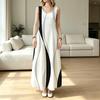 Women's U-Neck Sleeveless Maxi Dress Simple Line Design,Loose Comfort Fit,Versatile Summer Dress for Beach Vacation & Daily Outing