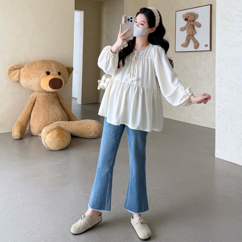 2026 Spring/Autumn V-Neck Bow Lace Doll Blouse 2XL