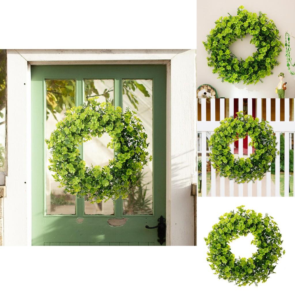 Stylish Four Leaf Clover Green Wreath Elegant St Patrick's Day Door Hanging Decoration