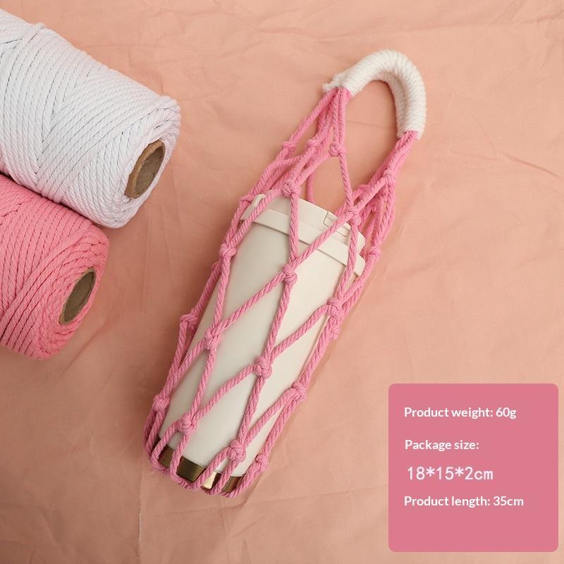 Porta Borraccia in Macramè Fatto a Mano Rete Multicolore in Corda di Cotone Borsa a Rete Portatile Porta Tazza Borraccia Riutilizzabile per Acqua Borsa Tote
