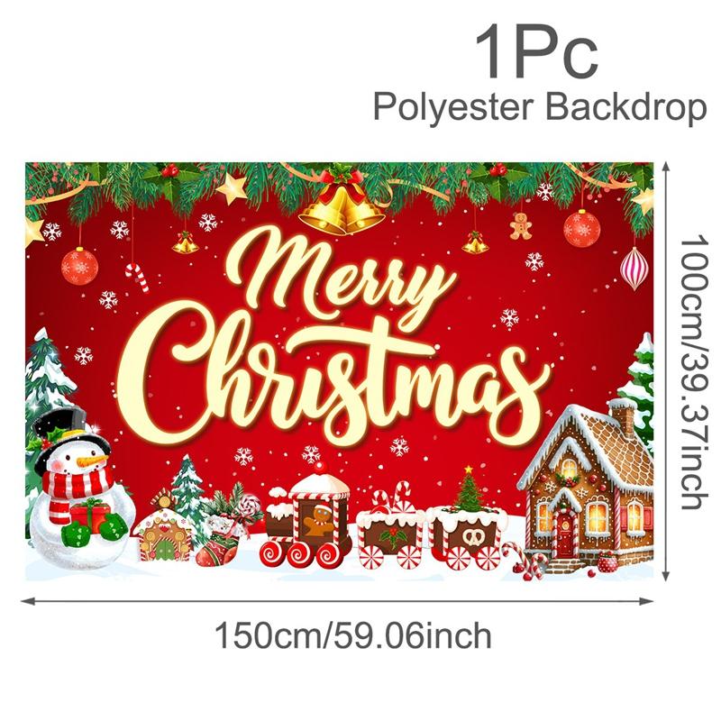 Merry Christmas Backdrop Banner Santa Snowman Background Christmas Decorations for Home2026 Navidad Noel Xmas Gifts NewYear 2026