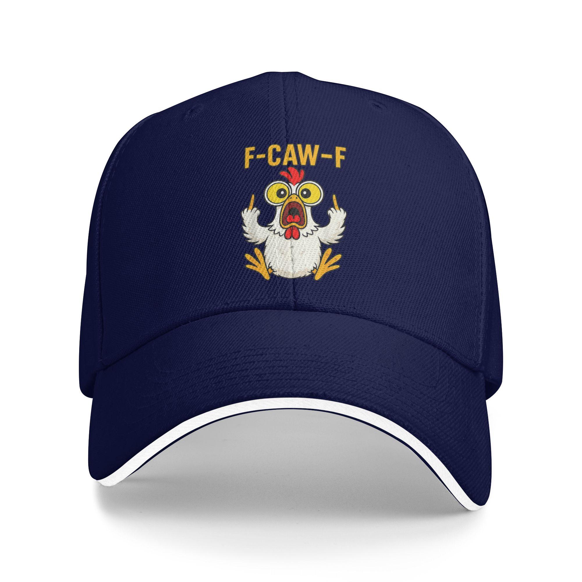 

F-Caw-F Funny Chicken Sarcastic Rooster Bird Humor Quote Baseball Cap Men Trucker Hat Summer Classic Outdoor Gym Snapback Cap As Picture