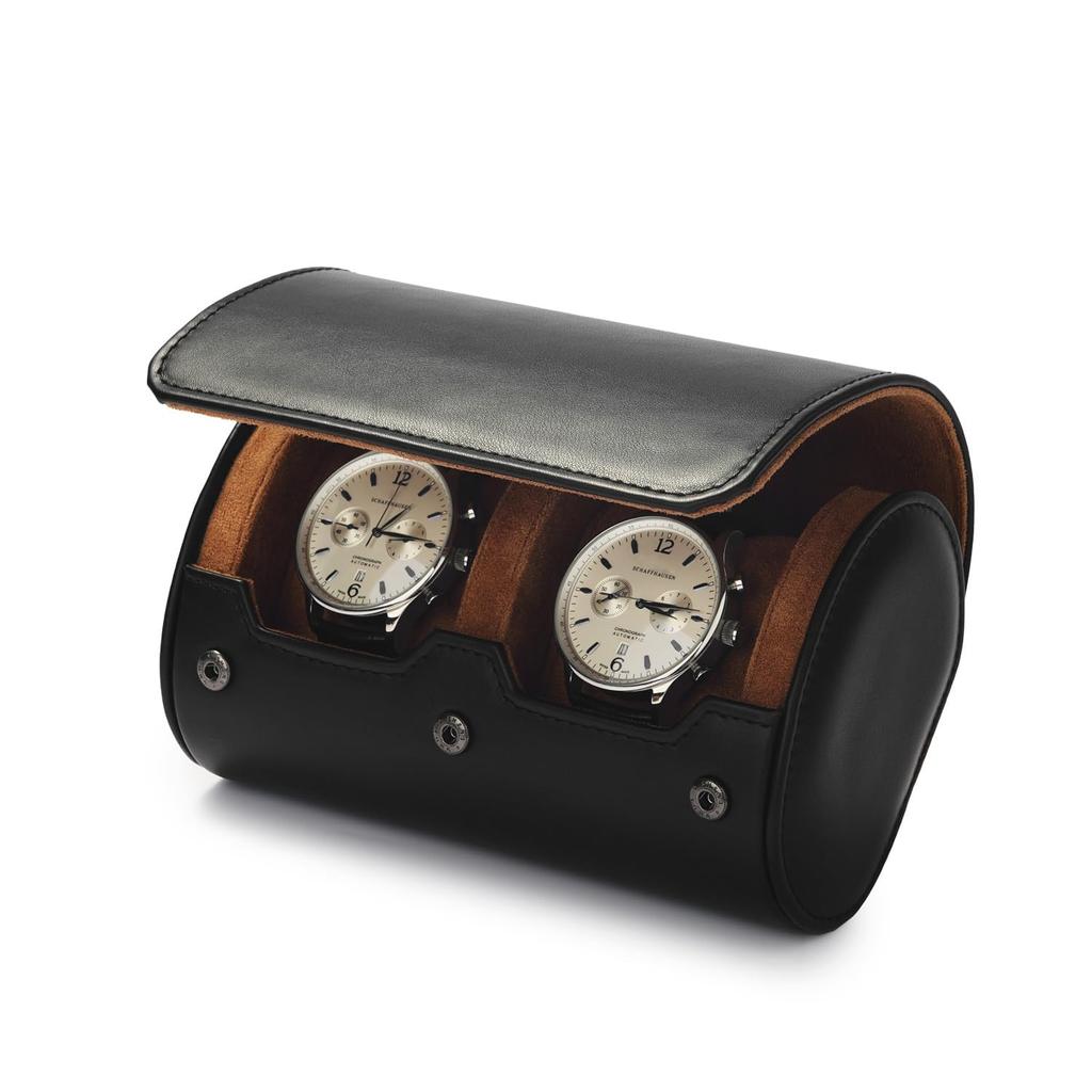Woodten Luxury Leather Watch Case with Double Travel Watch Storage Gift for Men and Women Slots, Case,