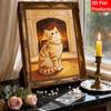 5D Pearl Kit Pearl Cat Cozy Fireplace Design DIY Enamel Art for Living Room Bedroom Wall Decoration Handmade Gift