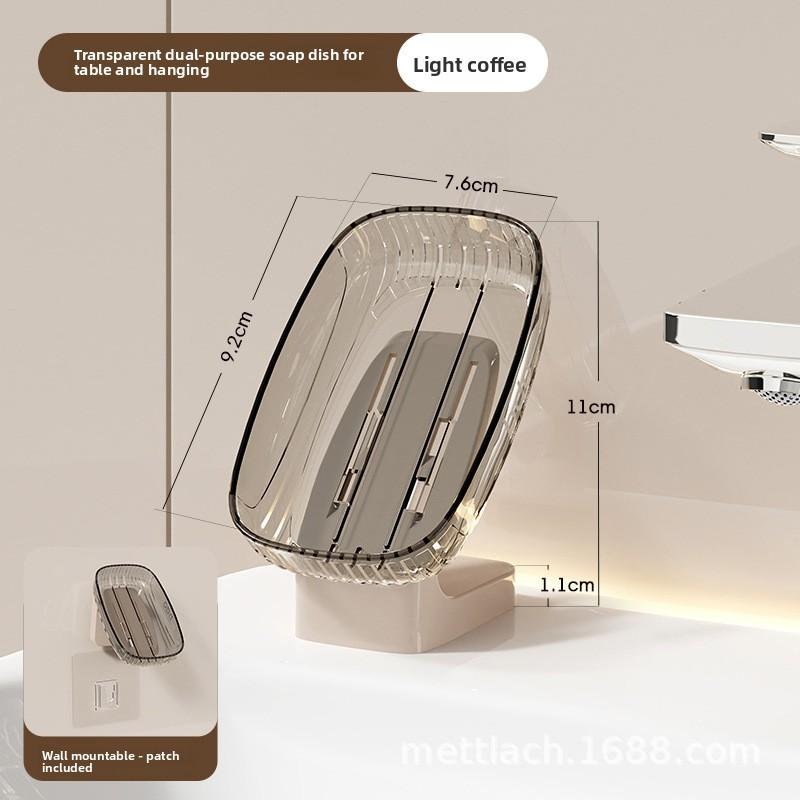 Pet Material Wall Mount Soap Dish With Drainage For Bathroom And Kitchen Use