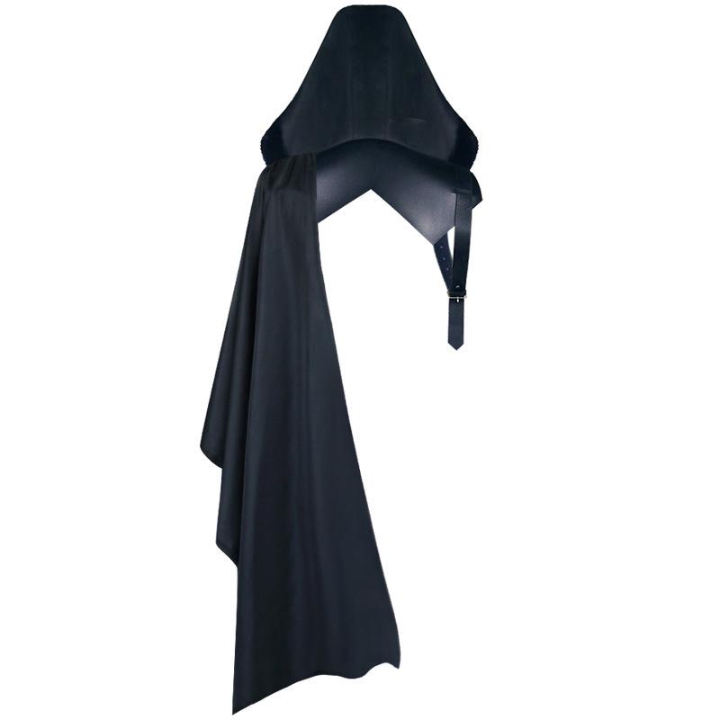 Men's Medieval Retro Solid Hooded Shawl Cloak for Halloween and Christmas.