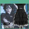 Wednesday Addams Kids Dress Cosplay Costume Party A-shaped Tiered Skirt