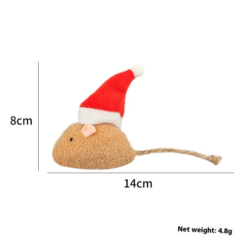 Cat Toy Mouse Christmas Hat Self-hi Cat Toy Colorful Plush Little Mouse Cat Toy