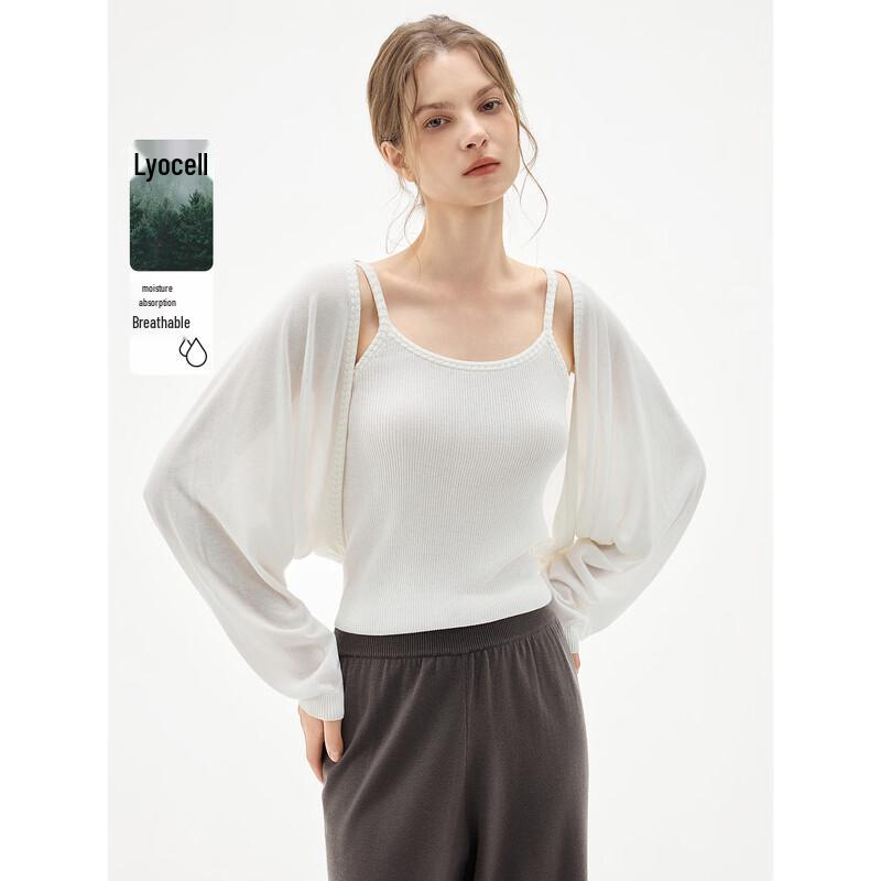 ELLE Mulberry Silk Knit Camisole & Cardigan Two-Piece Set M