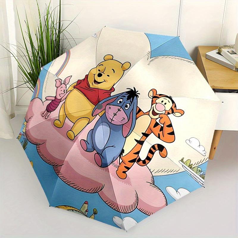 Winnie the Pooh, Tigger Automatic Opening and Closing Umbrella - 8 Ribs Portable Folding Umbrella with Plastic Handle, Suitable for Leisure