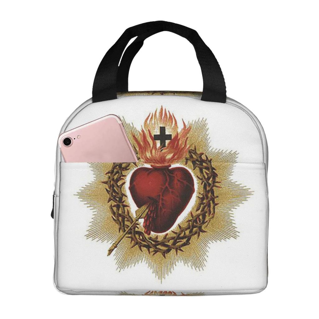 Sacred Heart Of Jesus Catholic Insulated Lunch Bag for Women Kids Leakproof Food Boxes Thermal Lunch Box Tote