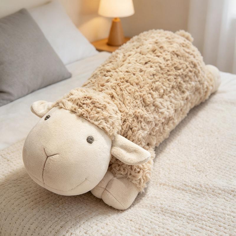 40~75cm Lamm Schaf Langes Plüschkissen Gefüllt Flauschig Grasland Cartoon Tier Schlafpolster Braun Weiß Rosa Plüschtier Geschenk 40cm