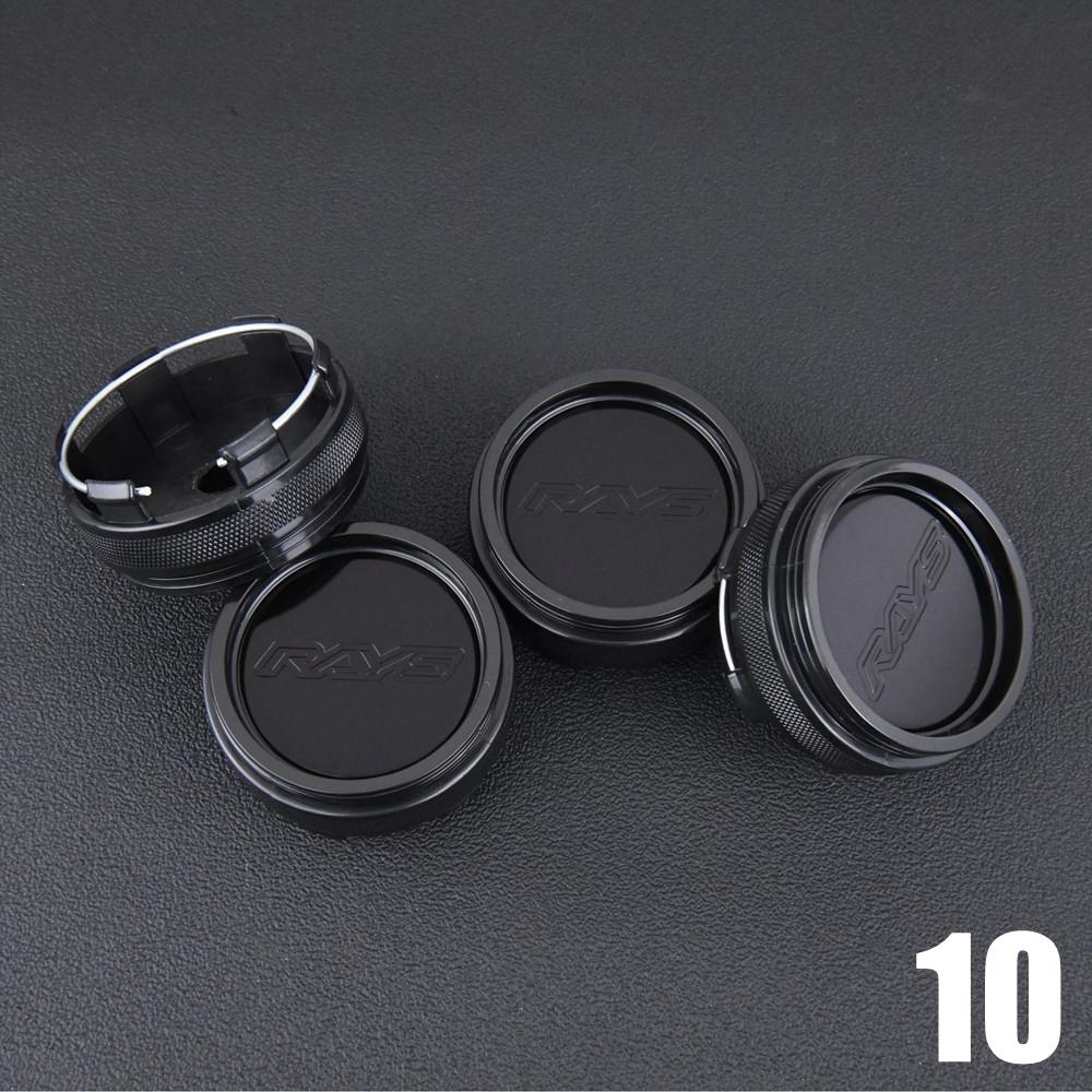 4PCS JDM Sport Rim Cap Clip 62mm VOLK RAYS Emblem Sticker Wheel Center Hub Caps Car Cover Cap Black & Silver