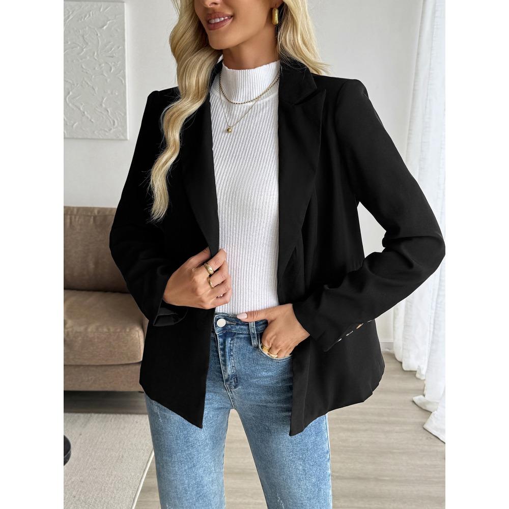 New Autumn Stylish Simple Casual Commuter Suit Collar Black Blazer