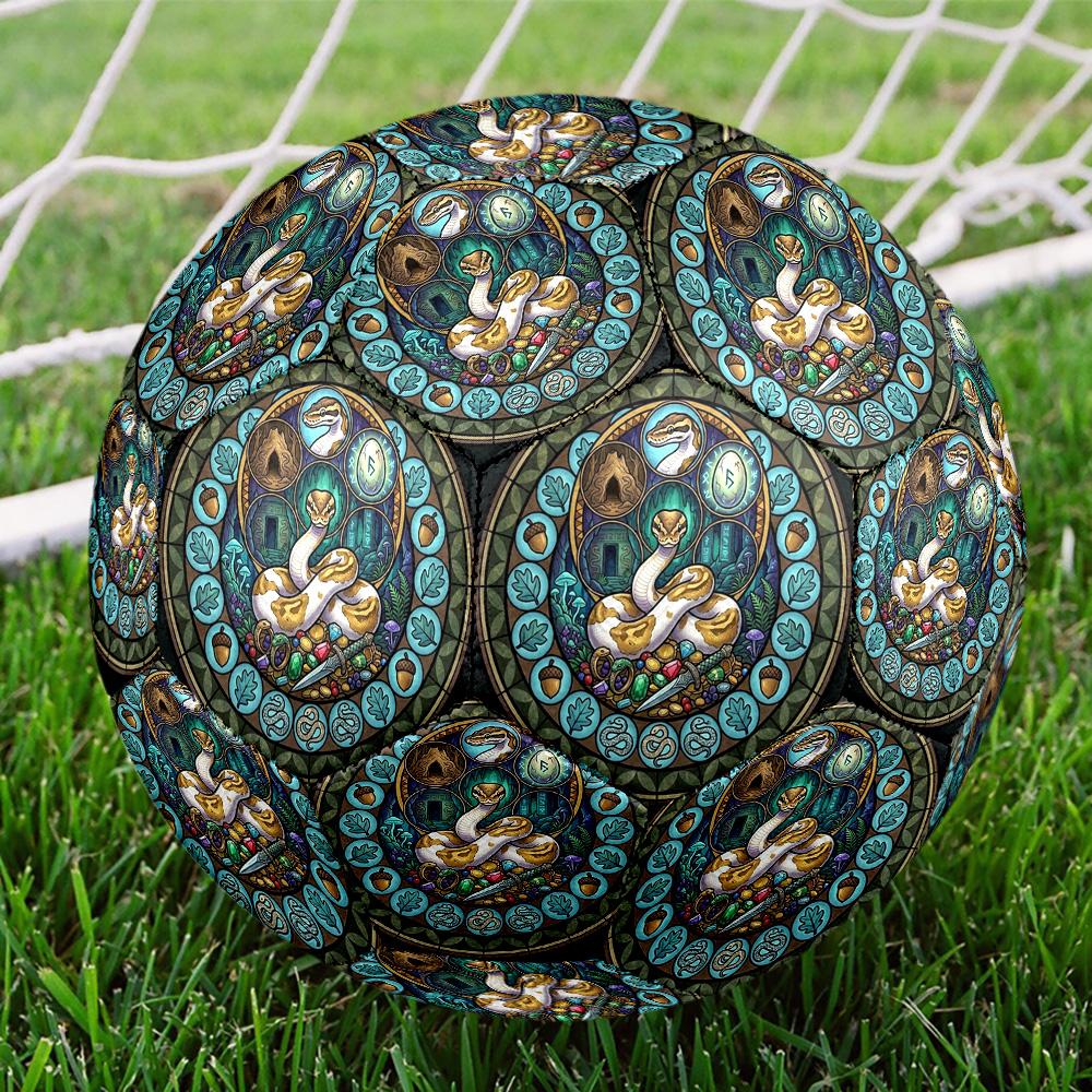 Snake Treasure Mandala Round Football Size 5 Adult Ball Suitable for Training Matches and Outdoor Team.