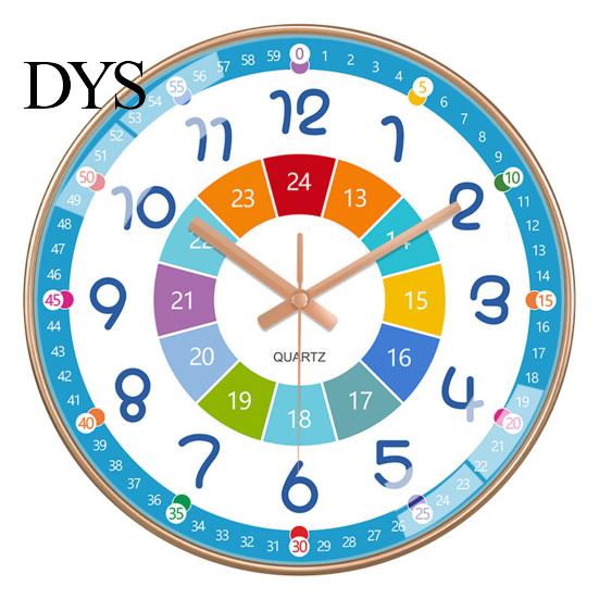 Bedroom Decor Wall Clock Colorful Silent Classroom Playroom Teach Time Child Telling Skills for Kids Room Learning to Tell