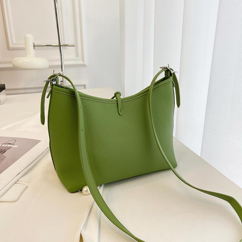 Damen Grün Gewebte PU-Leder Umhängetasche, Lässige Schulterhandtasche mit Verstellbarem Riemen, Modische Tägliche Tasche für Damen, Leichte Messenger Bag