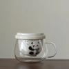 330ml Chinesische Handbemalte Panda Keramik Teetasse Becher Tee-Wasser-Trennung Glas Teetasse mit Sieb Handgemachtes Haushalts-Teegeschirr