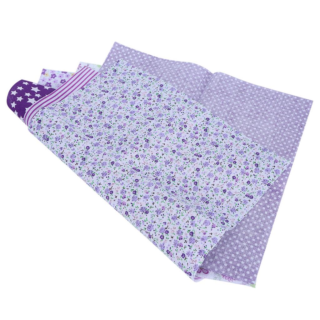 7Pcs 50x50cm Purple Floral Cotton Fabric Cloth for DIY Craft Sewing Scrapbooking Quilting Kit