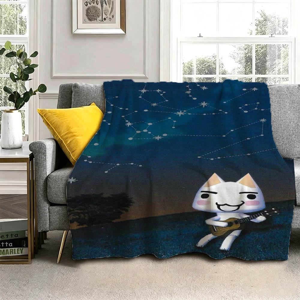 Cartoon Kawaii I-Inoue Cute Cat T-ToroS Flannel Blanket Soft Throw Blanket Art For Home Decor Bedroom Bed Sofa Picnic Fans Gift