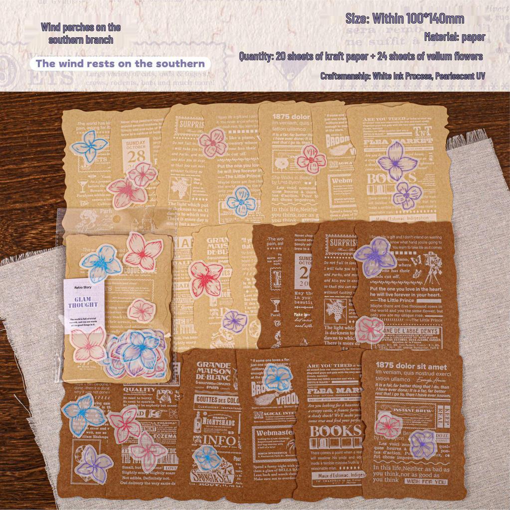 Huaxiang Retro DIY Journal Decoration Material Pack - 4 Styles
