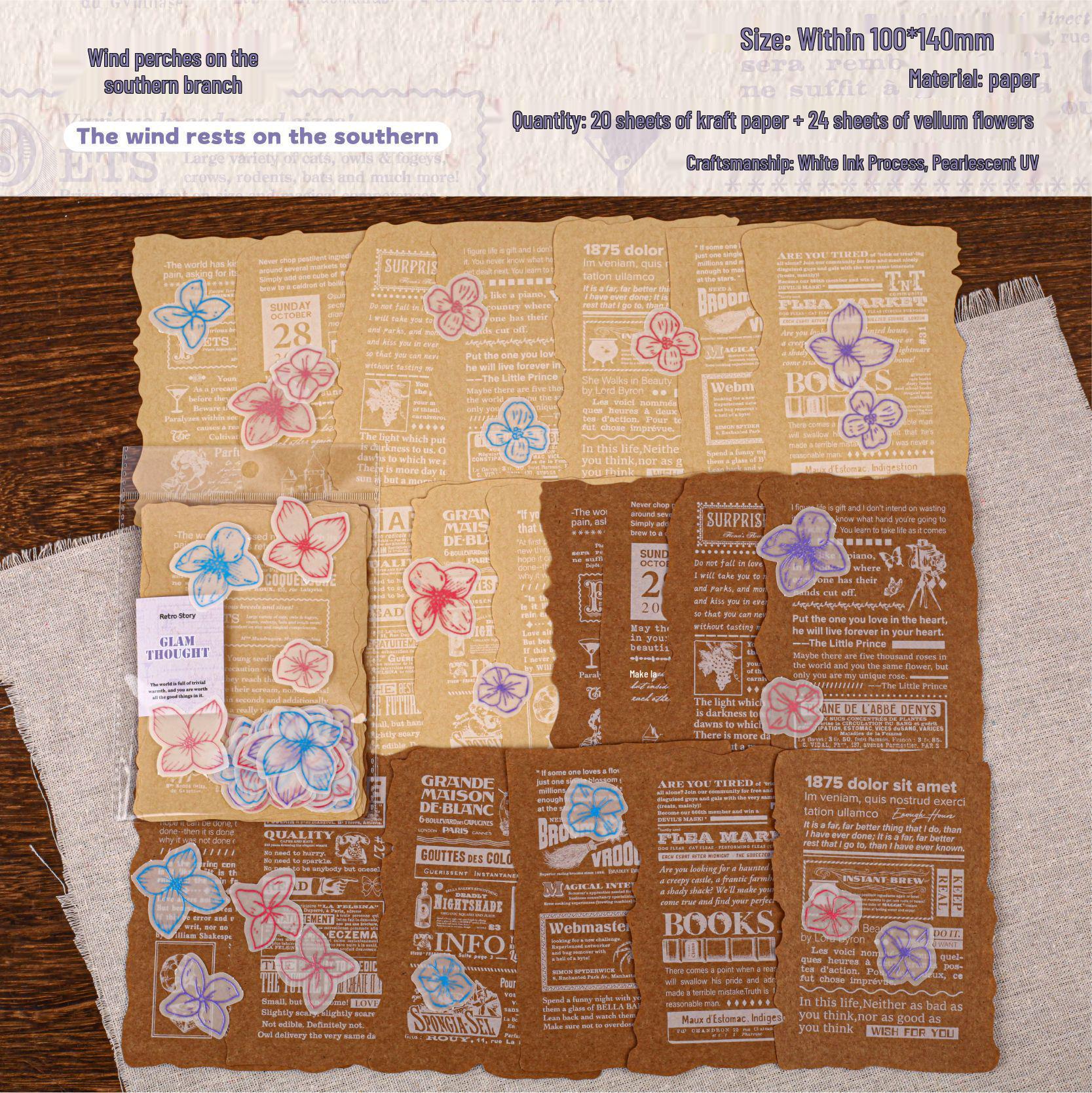RetroStory Hua Xiang Floral Paper DIY Journal Decoration Set