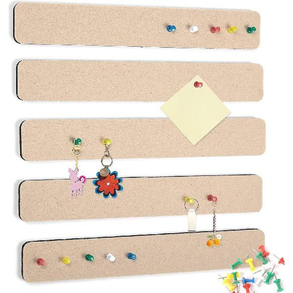 Felt Pin Board Bar Strips Bulletin Board for Bedrooms Offices Home Wall Decoration, Notice Board Self Adhesive Cork Board with 35 Push P for Paste