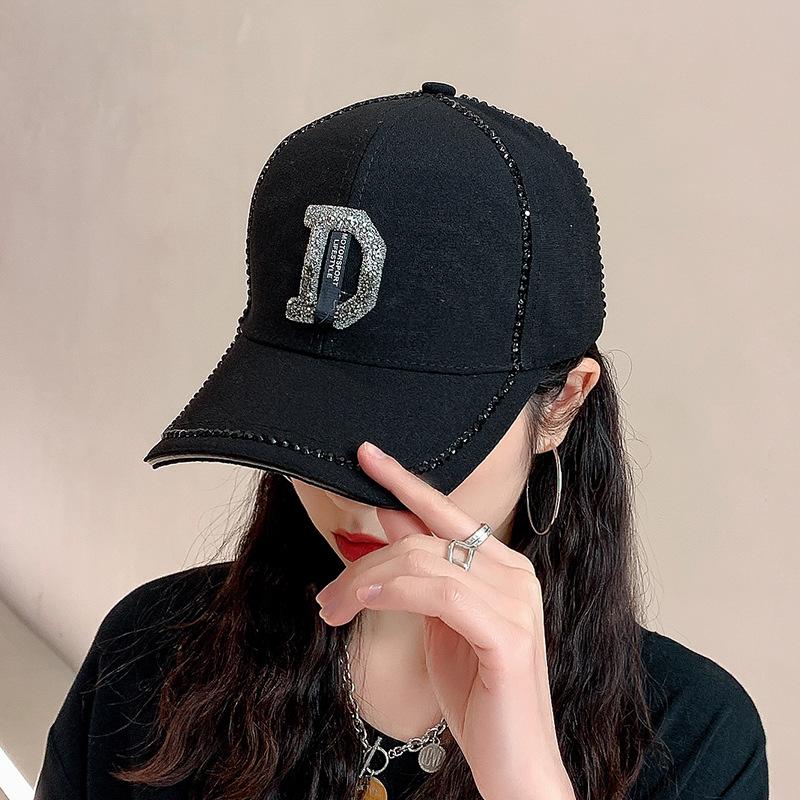 2023 Spring New Women Rhinestone Letter M Baseball Caps Adjustable Hip Hop Fashion Shiny Hats Outdoor Travel All-match Caps