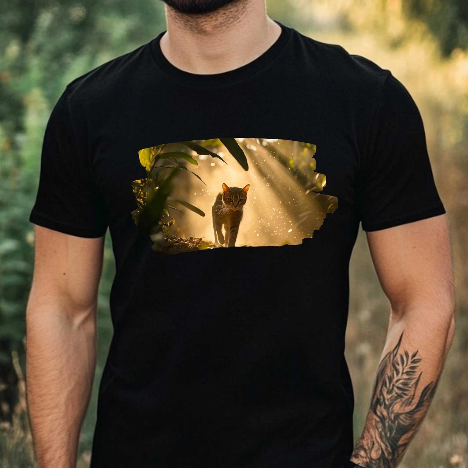 T-Shirt Herren Wilde Katze Motiv Baumwolle Größe XS bis 5XL XXXL