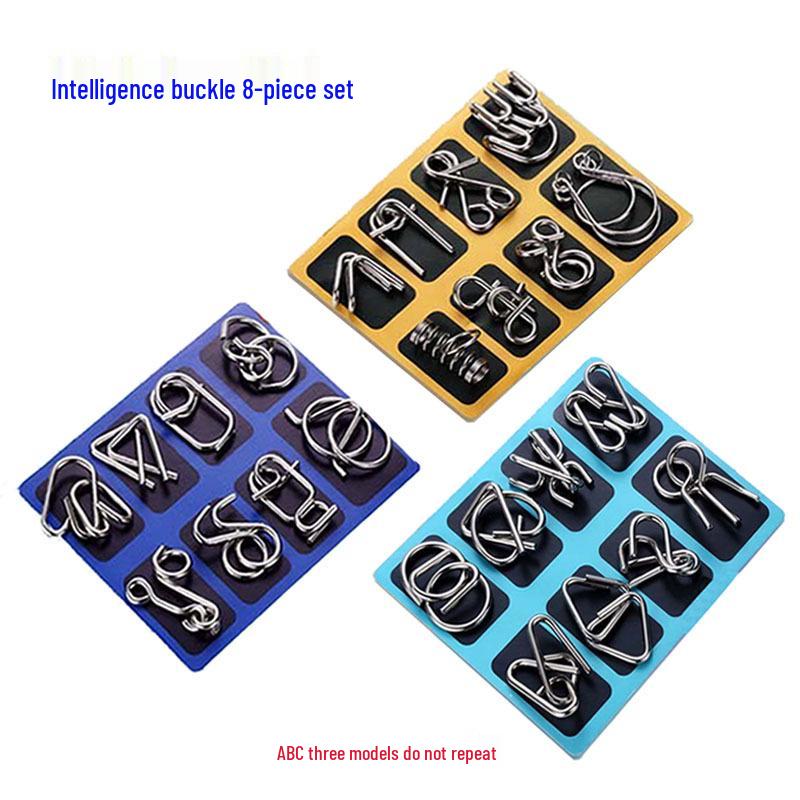 Nine-Ring Metal Puzzle - Eight-Piece Disentanglement Brain Teaser Set