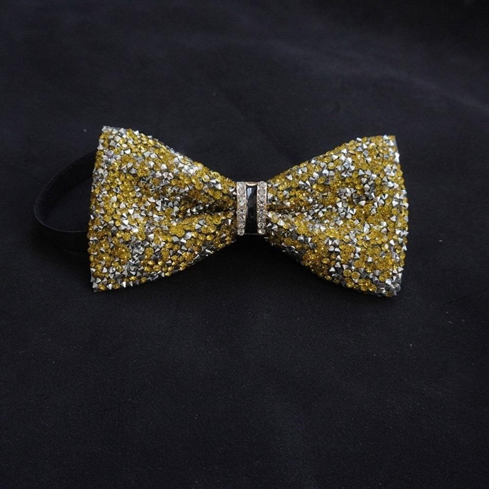 Solid Color Rhinestone Collar Flower British Style Adjustable Gentleman's Bow Tie Bowtie Collar Cravat Men's Suit Accessory