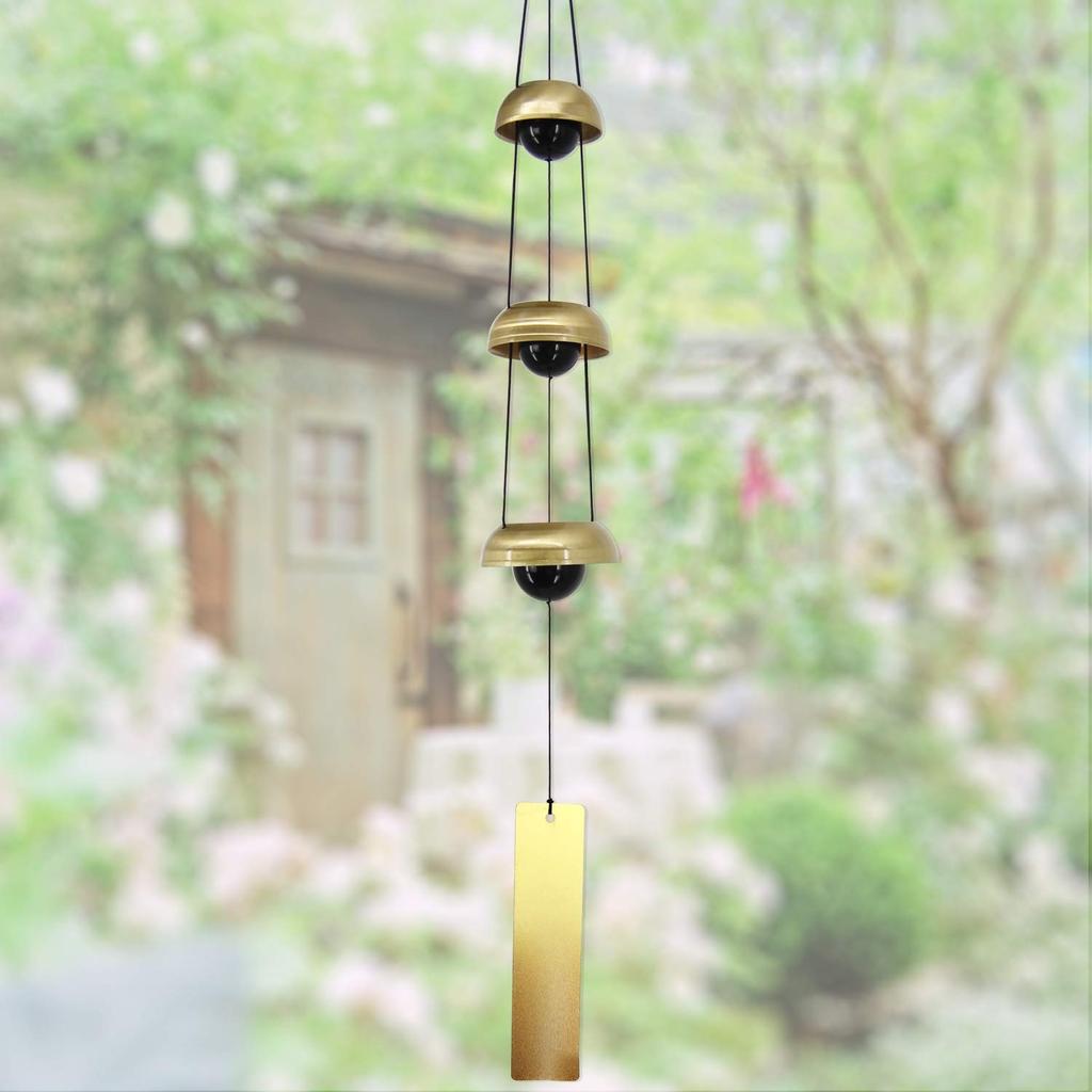 Copper Wind Chimes, Temple Wind Chime with 3 Bells, Wind Chimes for Home Yard Outdoor Decoration