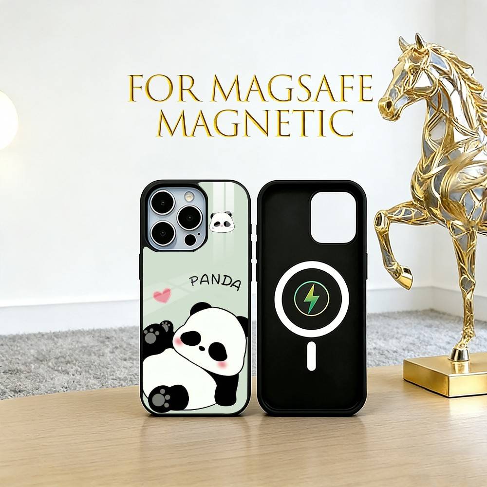 panda Phone Case For iPhone17,16,15,14,13,12,11 Plus,Pro Magnetic with Magsafe Wireless Charging