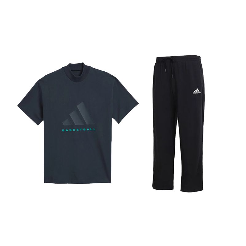 

Adidas Basketball Comfortable Short Sleeve Top With Drawstring Simple Soft Long Pants Casual Sports Suit Men Sportswear JE3764+-GK9273 L