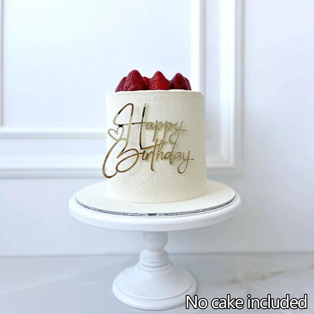 Nová dětská narozeninová party boční vlaječka na dort pro miminko Dárek Zlatý akrylátový Happy Birthday Dortové ozdoby Dortové ozdoby Potřeby na pečení