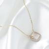 925 Silver Gold Plated Double Square Necklace
