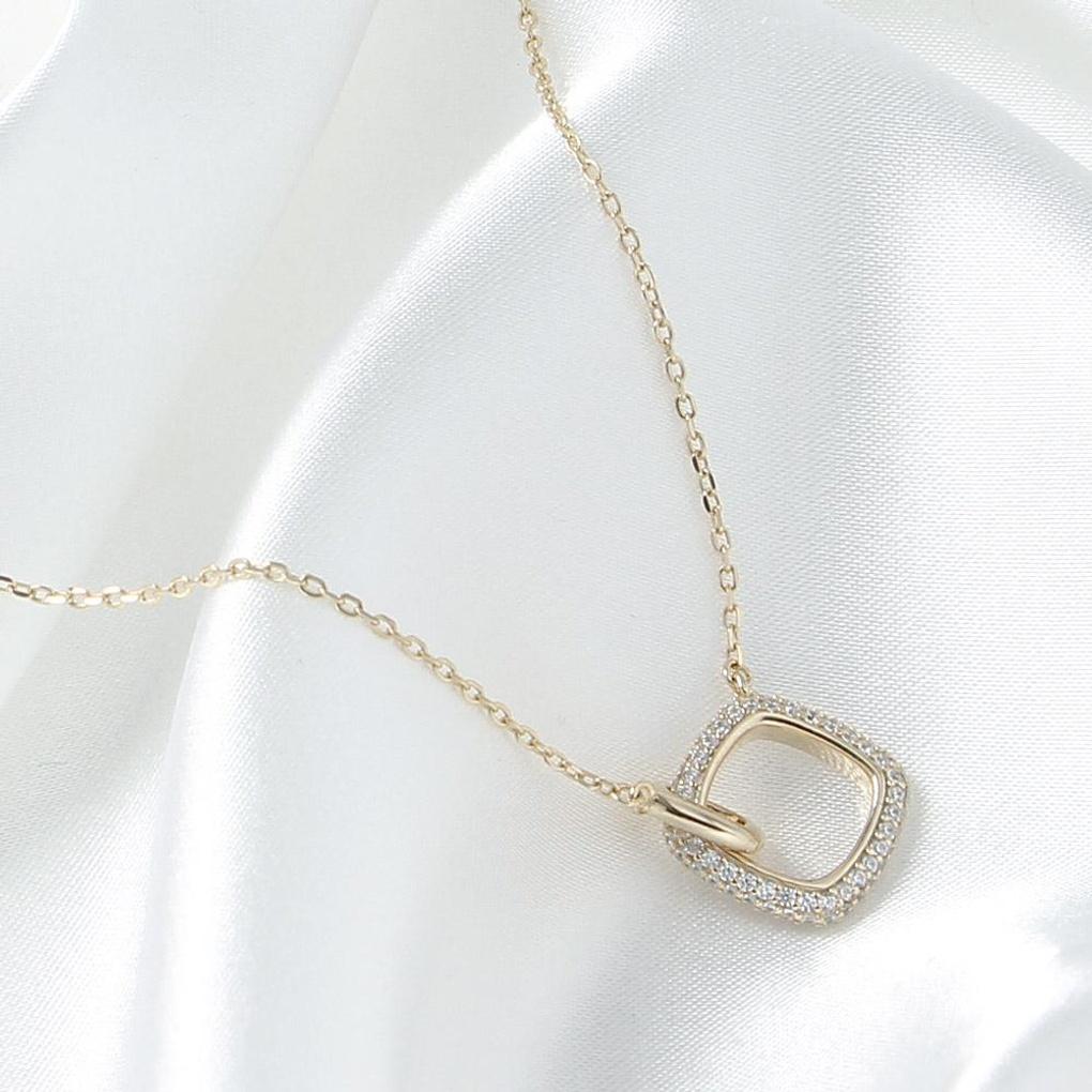 925 Silver Gold Plated Double Square Necklace