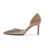 2025 New Hollow Sequin Color Blocked High Heels Pointed Bridesmaids Work Wedding Shoes for Women